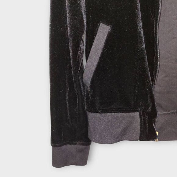Juicy Couture Womens Jacket Sz Medium Black Stretch Zip Pockets Goth Witchy Y2K - Picture 5 of 11
